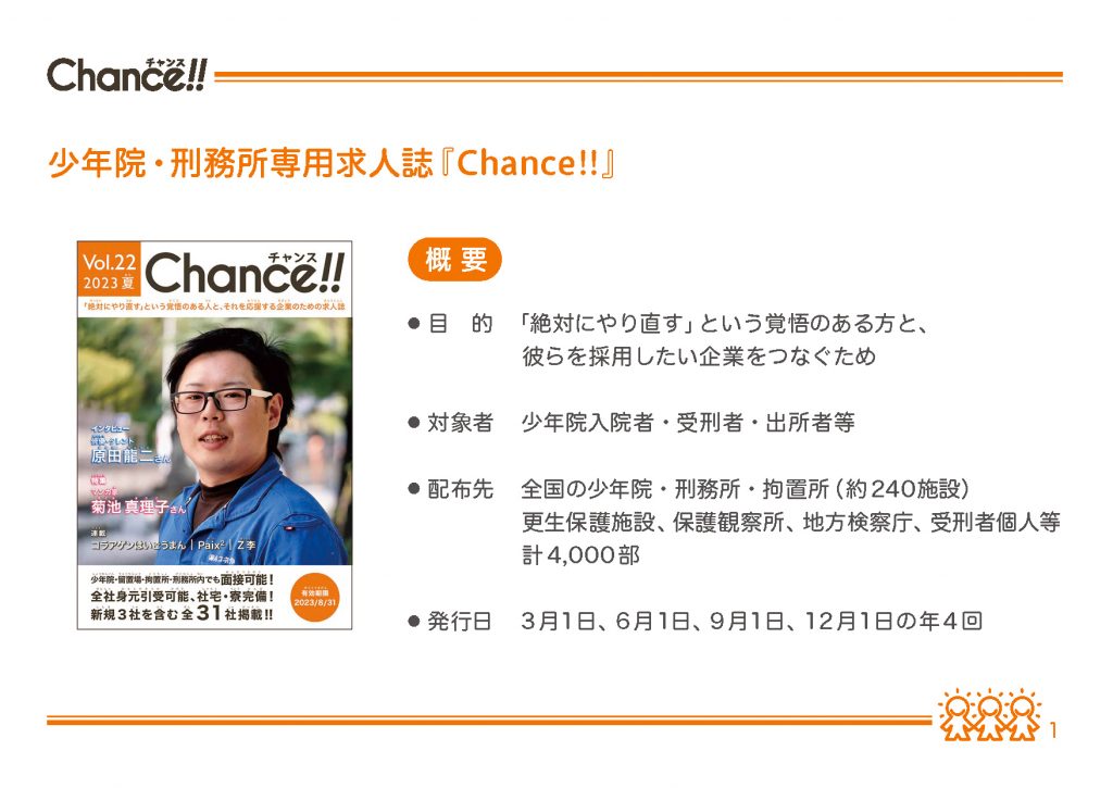 少年院・刑務所専用求人誌Chance!!